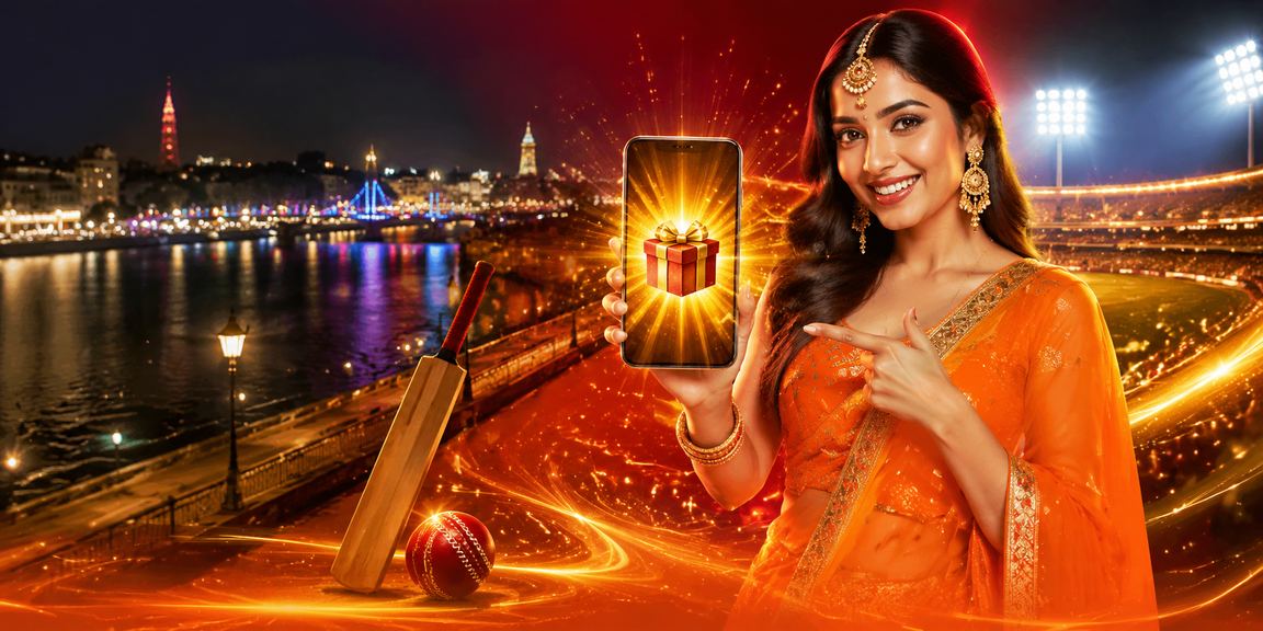 View of Ahmedabad riverfront with cricket betting theme
