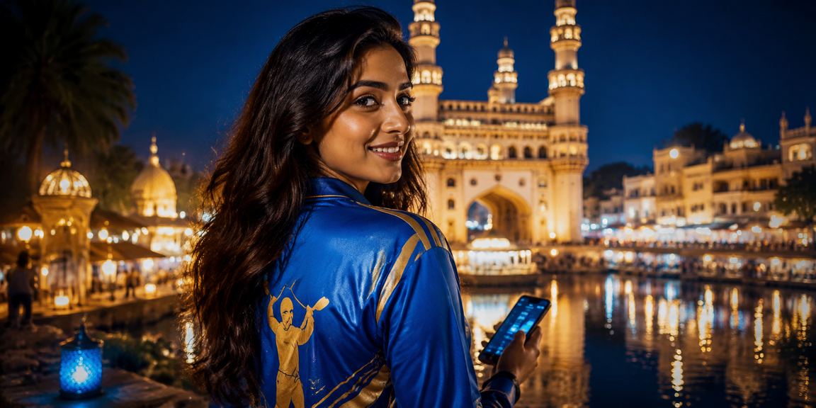 Indian casino and sports betting scene in Hyderabad with iconic Charminar