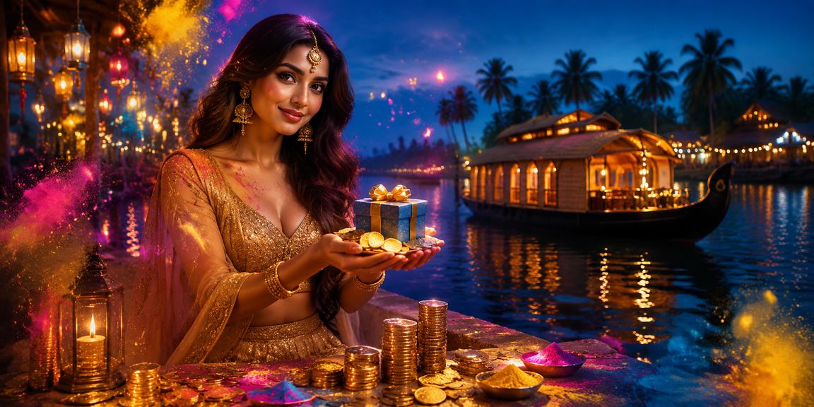 Traditionally dressed Indian woman with cricket betting theme